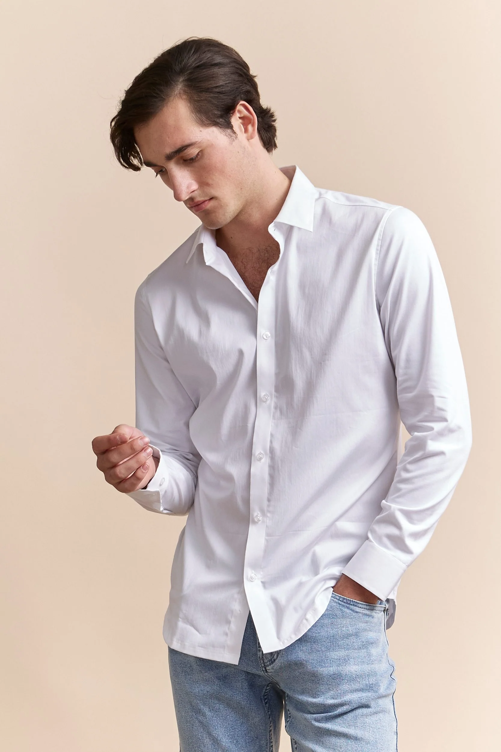 Jersey back & sleeve fitted shirt - Image 3