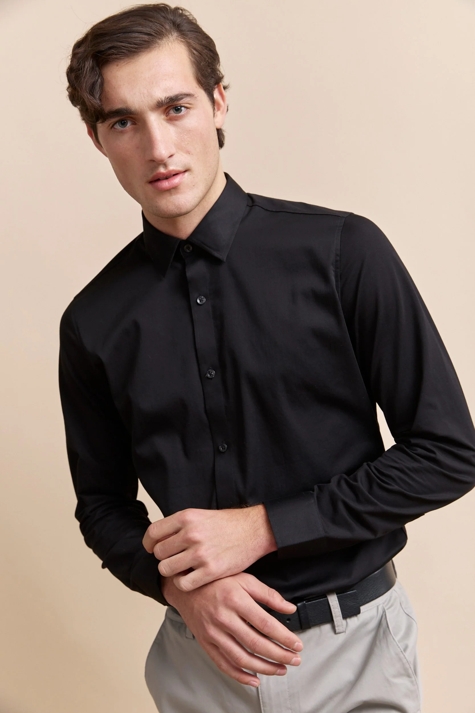 Jersey back & sleeve fitted shirt - Image 5