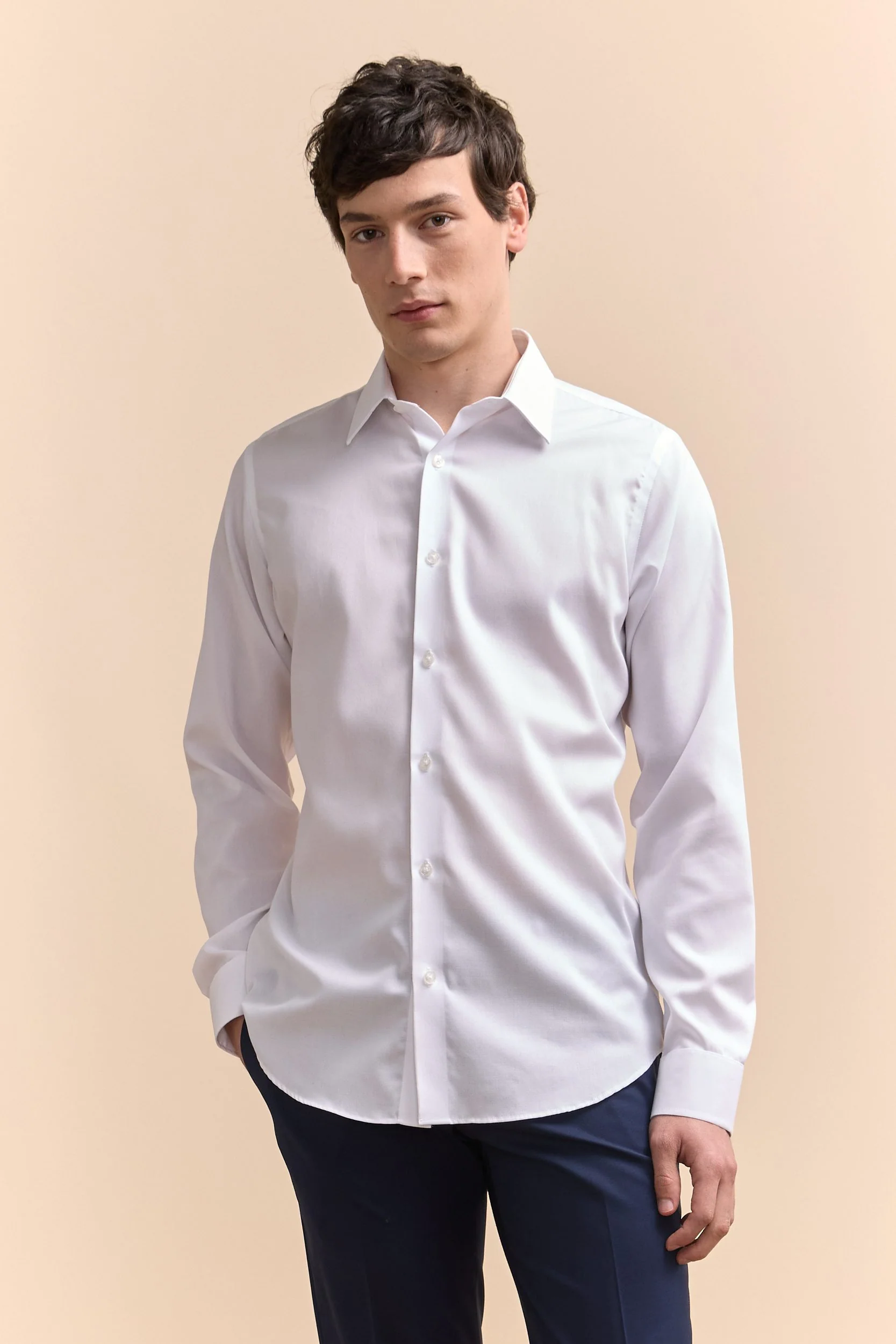 Non-iron fitted dobby shirt - Image 4