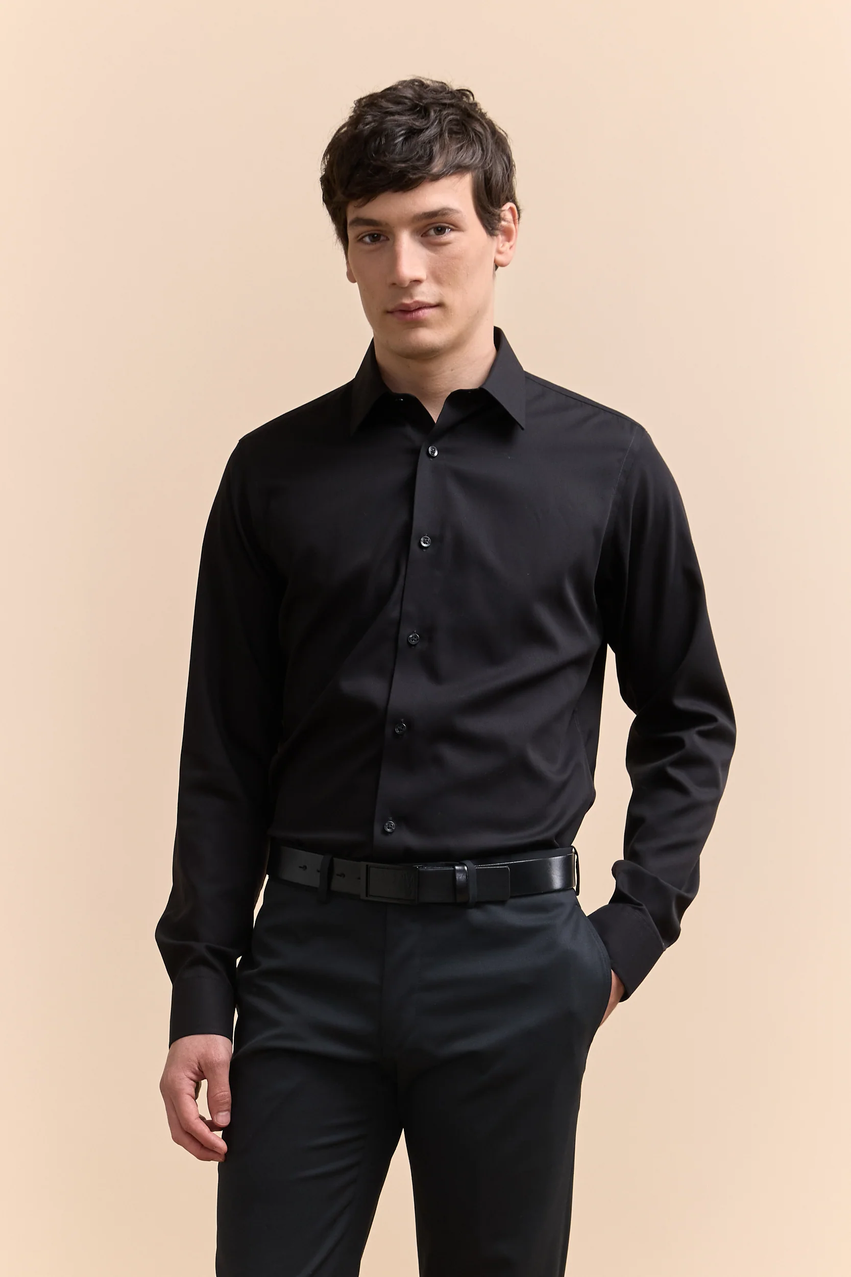 Non-iron fitted dobby shirt - Image 5