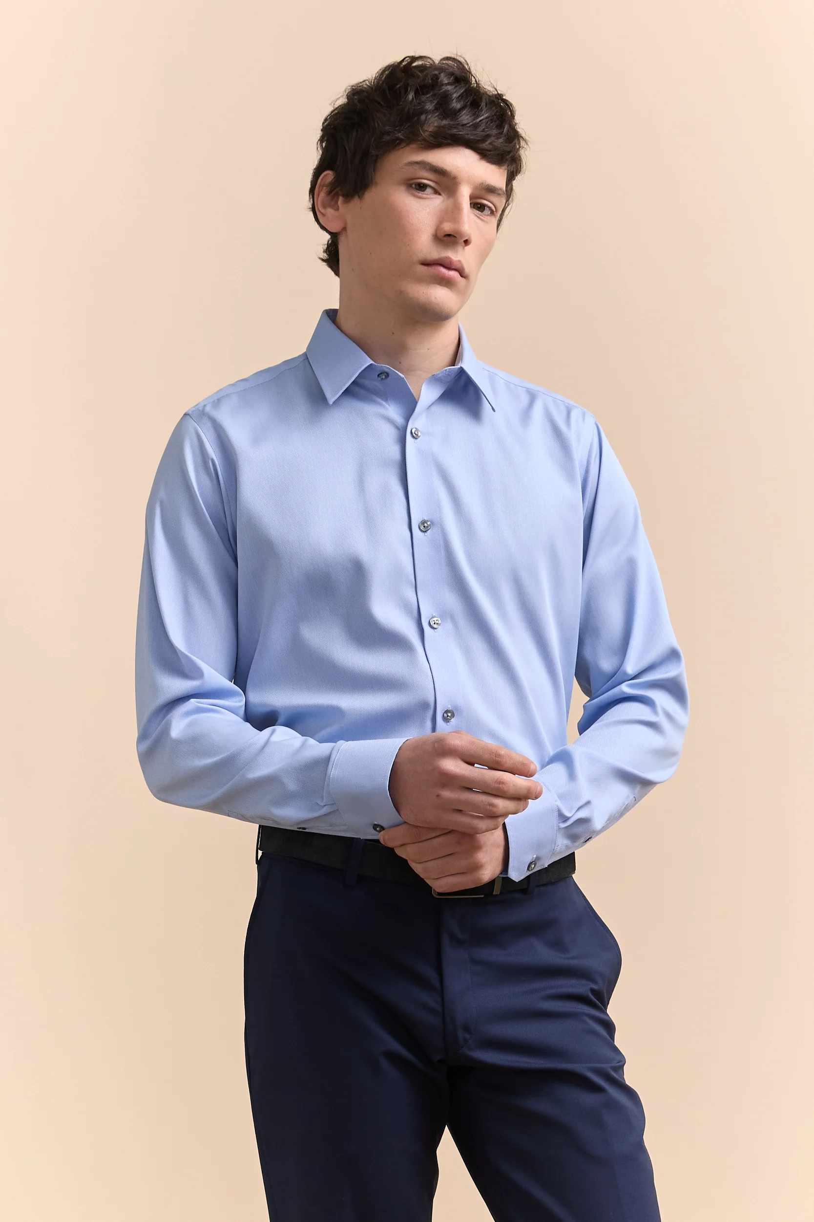 Non-iron fitted dobby shirt - Image 9