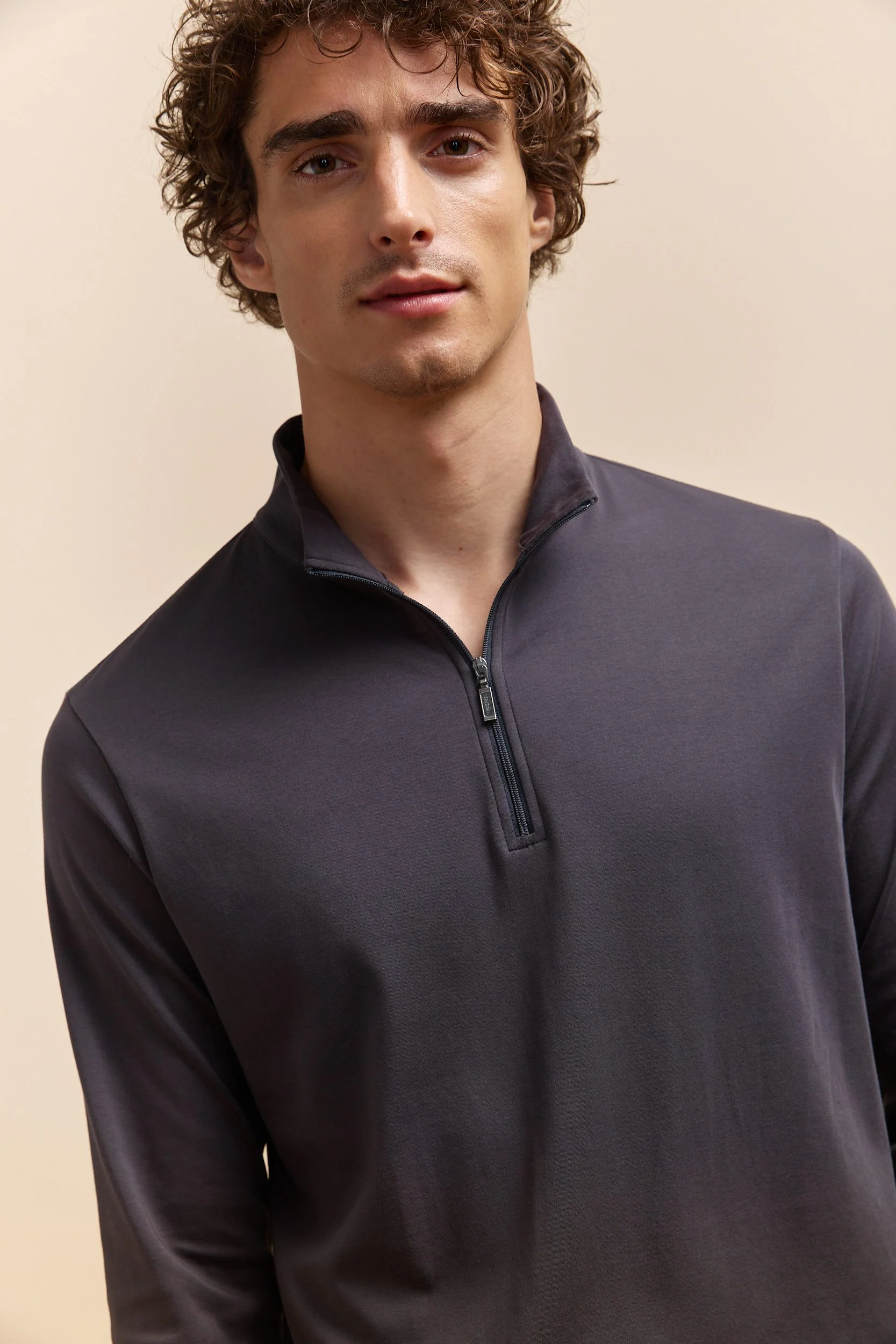 Pima cotton half zip t-shirt - Image 10