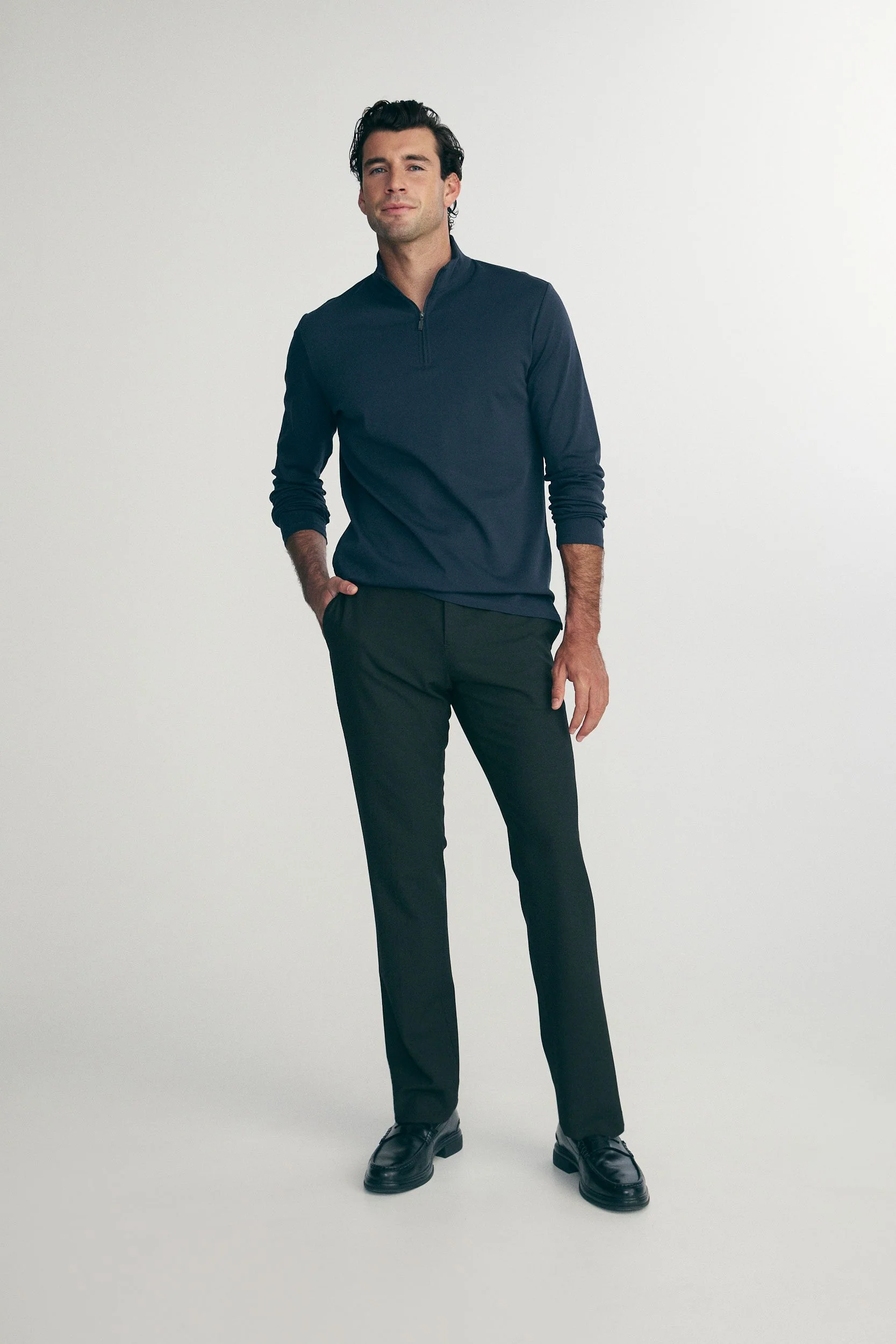 Pima cotton half zip t-shirt - Image 3