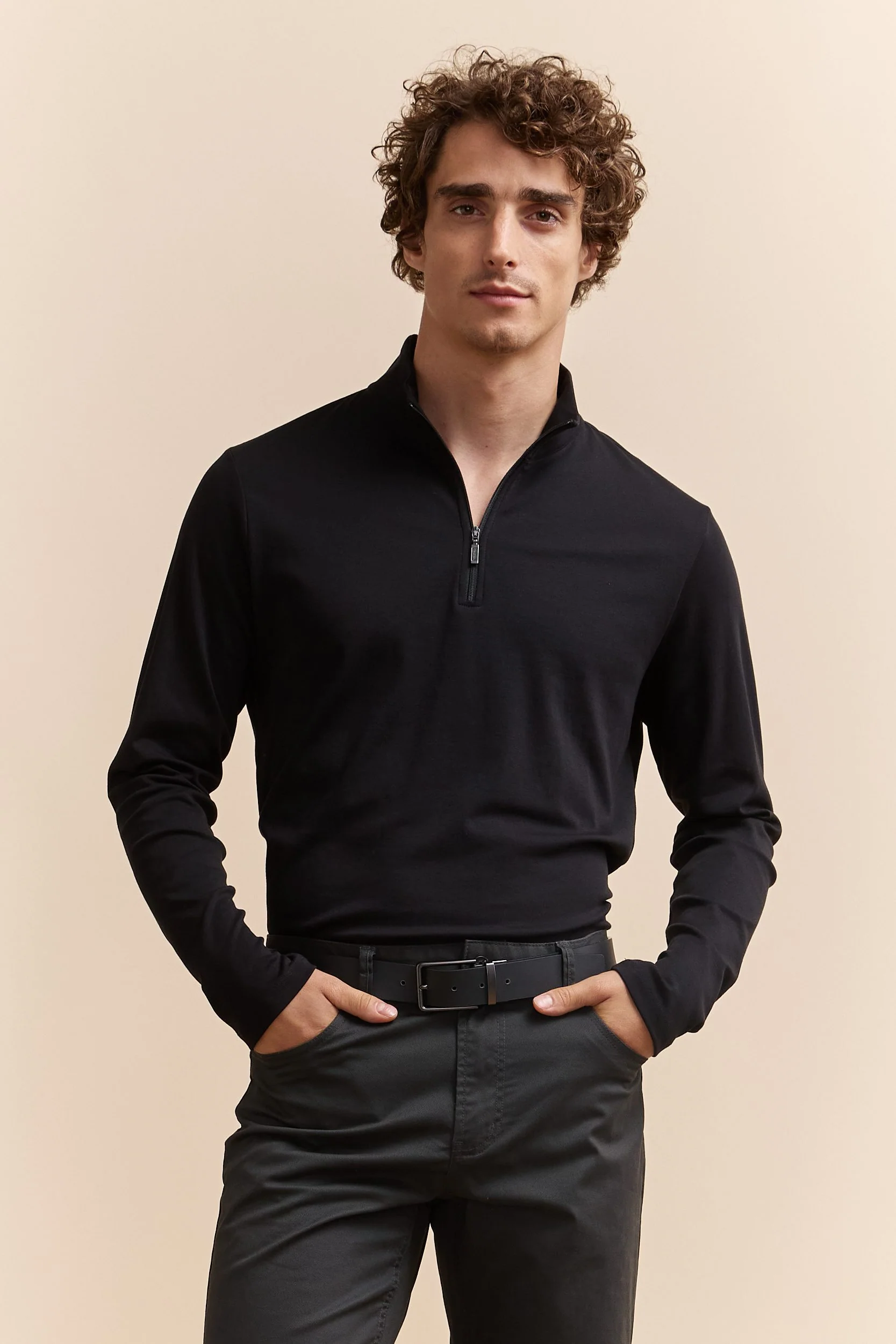 Pima cotton half zip t-shirt - Image 4