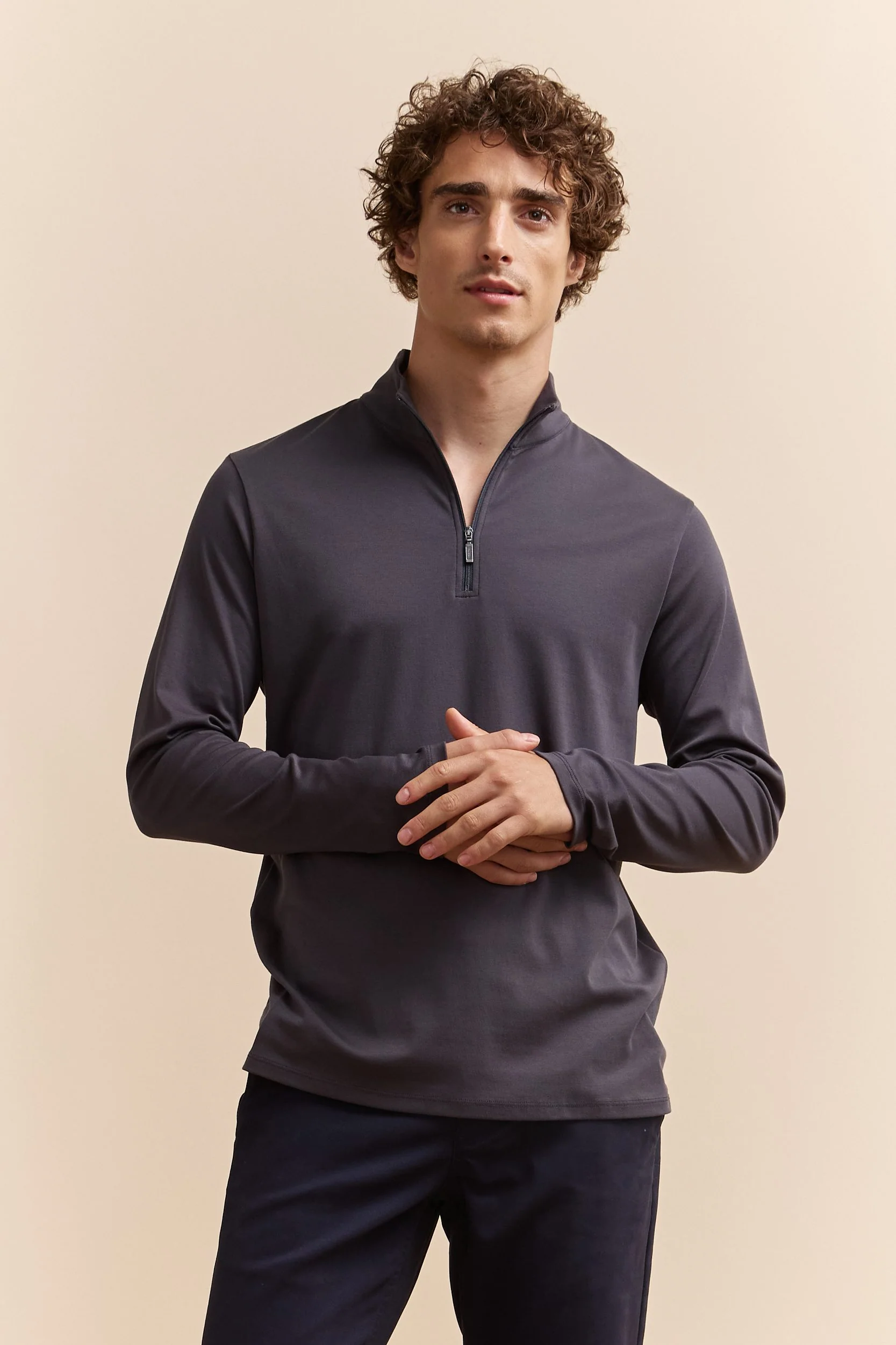 Pima cotton half zip t-shirt - Image 5