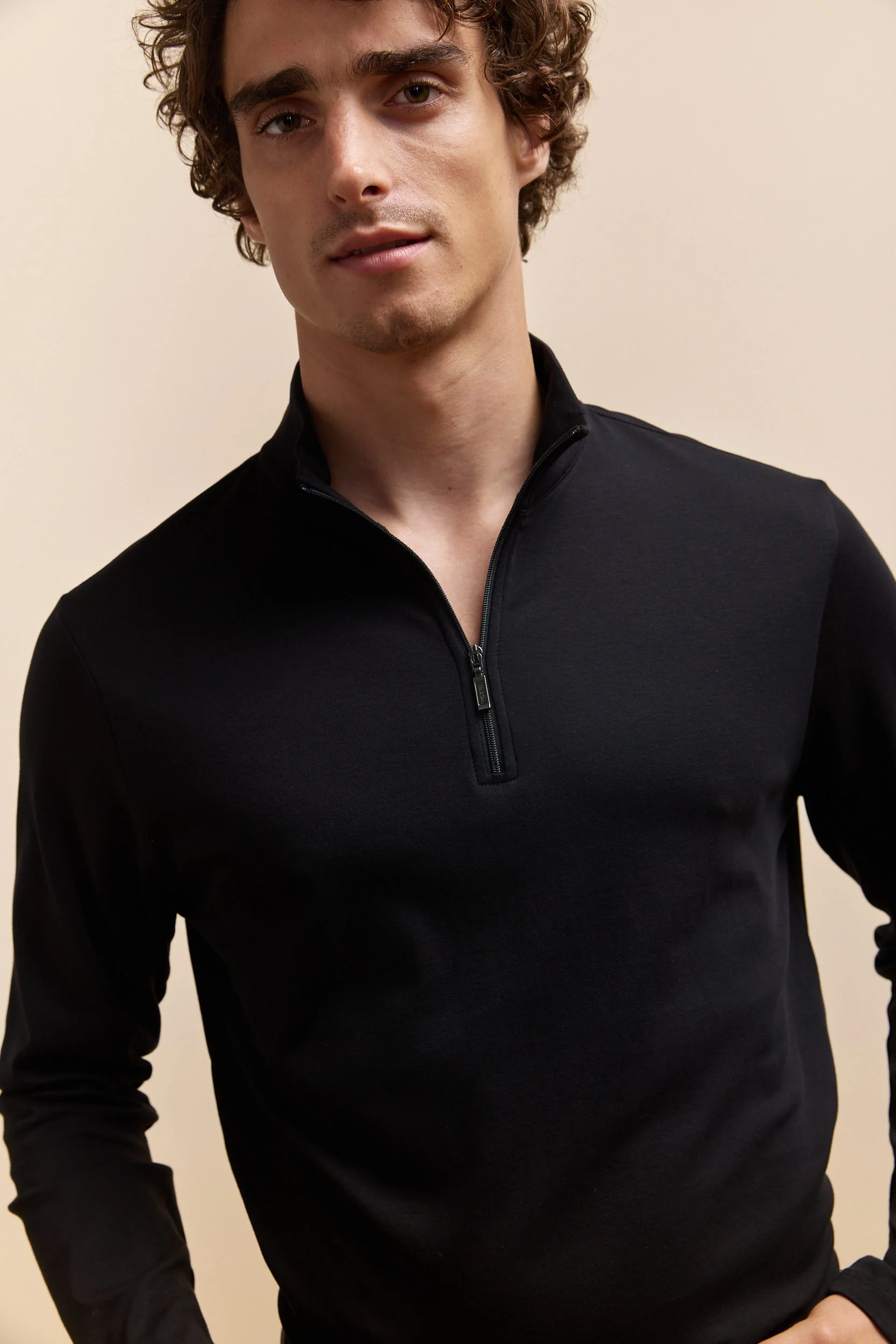 Pima cotton half zip t-shirt - Image 7