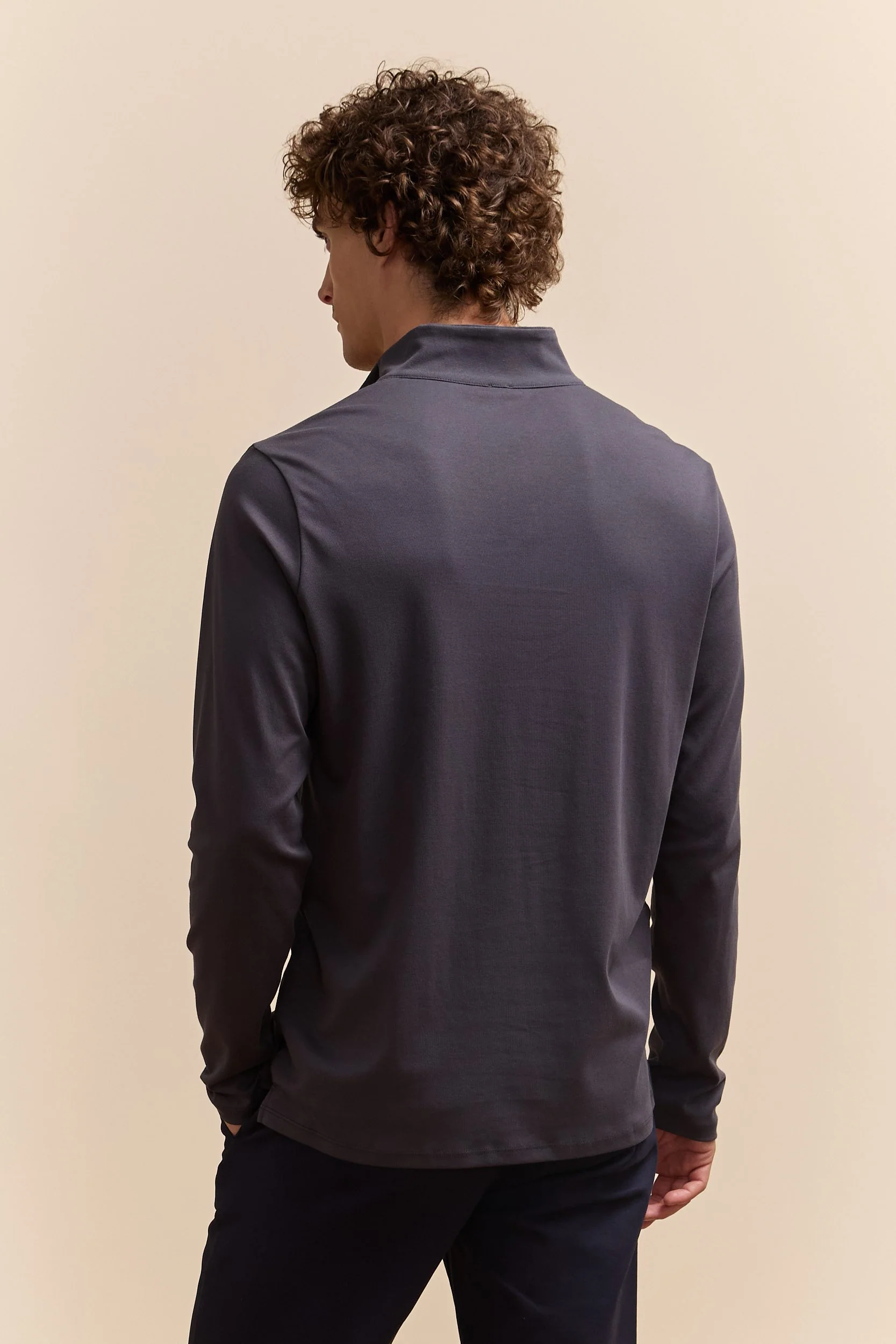Pima cotton half zip t-shirt - Image 9