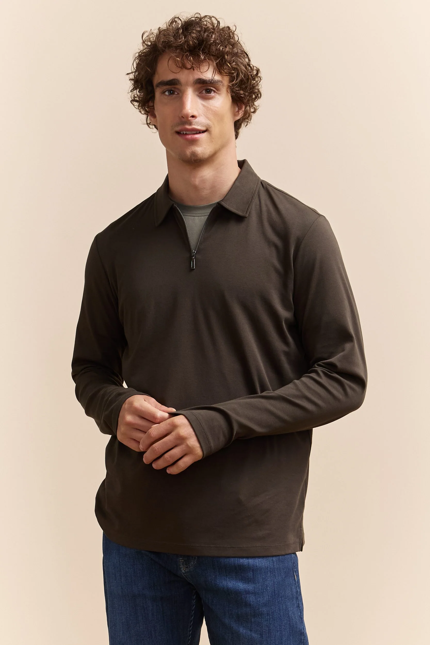 Pima cotton long sleeves polo - Image 7