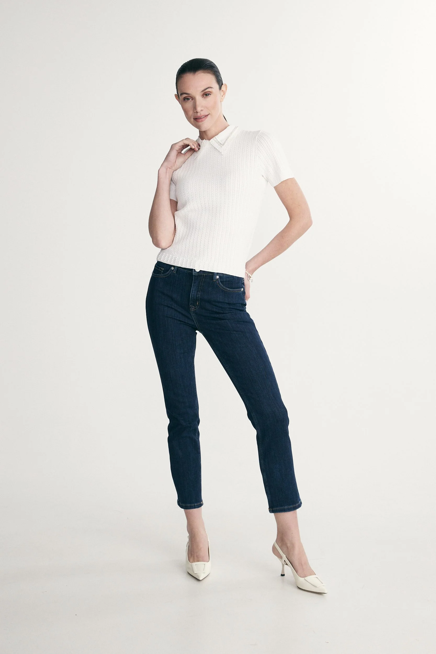 Removable collar textured knit polo - Image 4